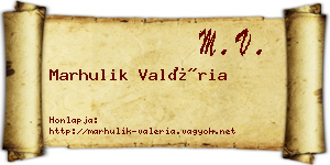 Marhulik Valéria névjegykártya